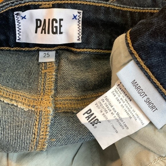 Paige | Custom Margot Jean Mom Painted Denim Artsy Face Distressed Art Shorts 25 - Picture 12 of 17